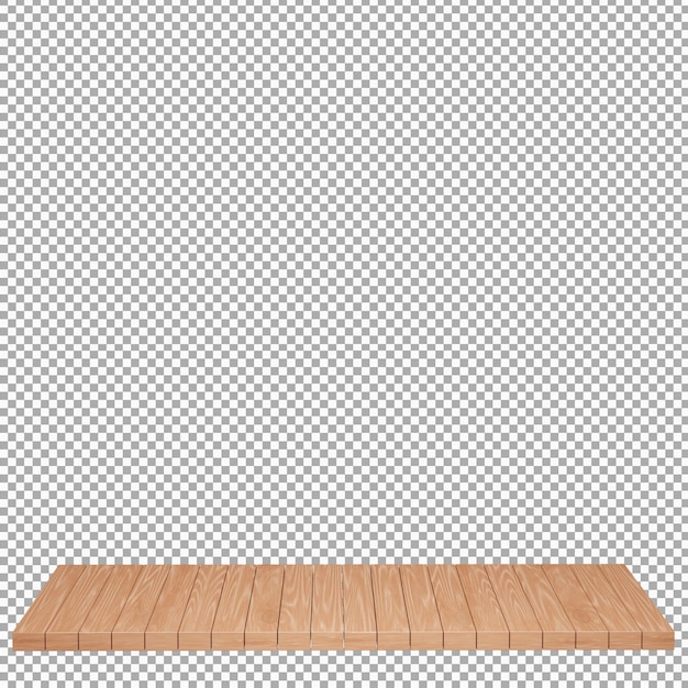 Realistic Wood table Wood Board top front view 3d render isolated