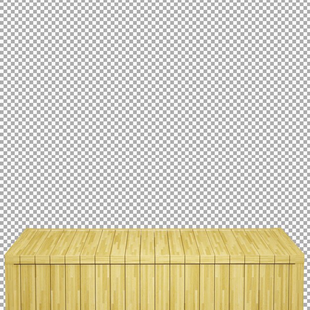 Realistic Wood table Wood Board top front view 3d render isolated