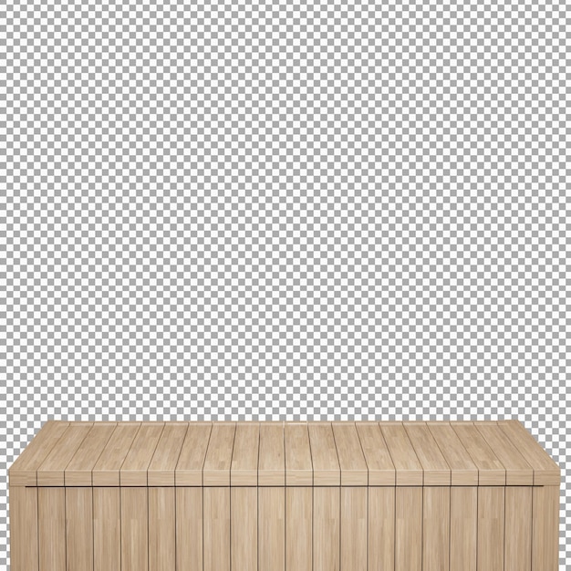 Realistic Wood table Wood Board top front view 3d render isolated