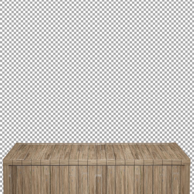 Realistic Wood Table Wood Board top front view 3d render isolated