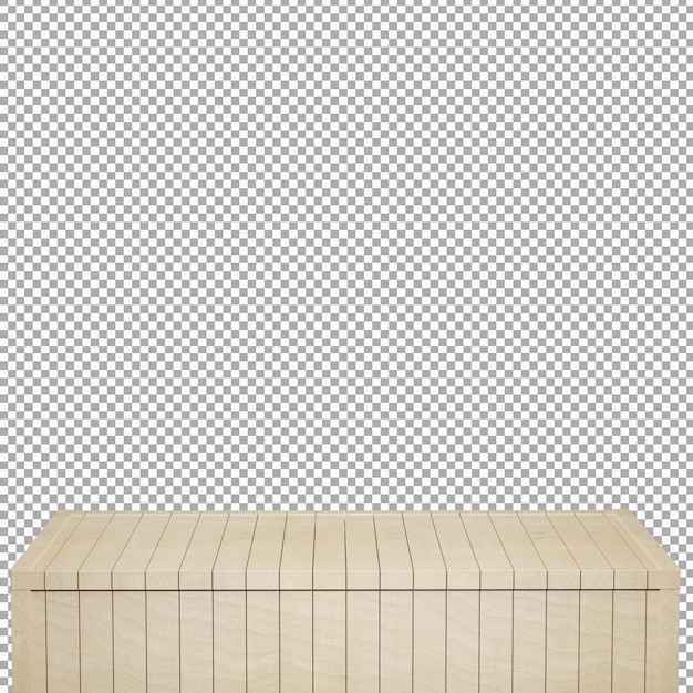 Realistic Wood Table Wood Board top front view 3d render isolated