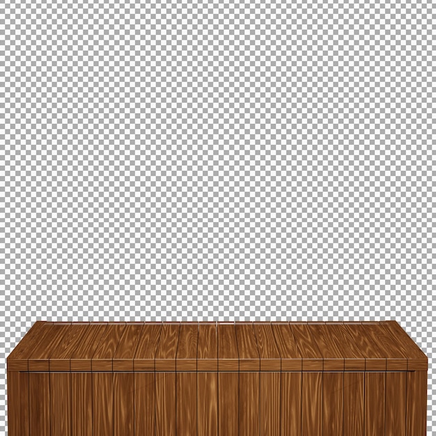 Realistic Wood Table Wood Board top front view 3d render isolated