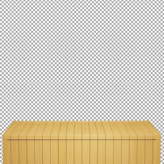 Realistic Wood Table Wood Board top front view 3d render isolated