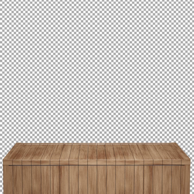 Realistic Wood Table Wood Board top front view 3d render isolated