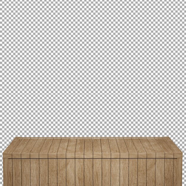 Realistic Wood Table Wood Board top front view 3d render isolated