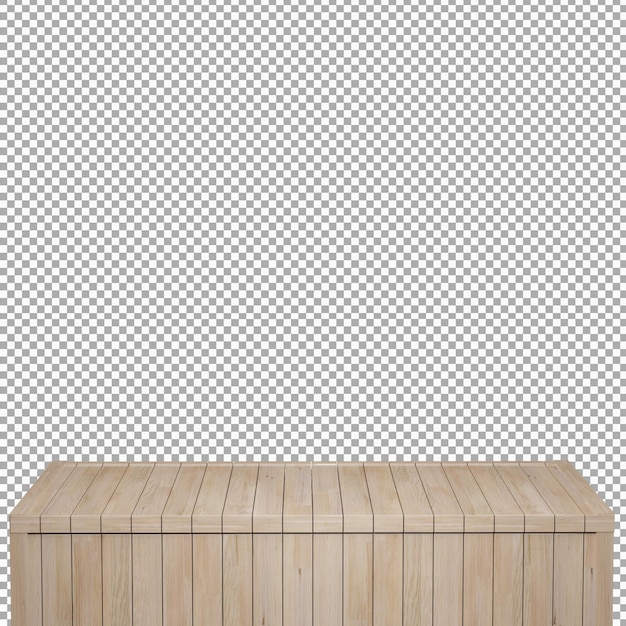 Realistic Wood table Wood Board top front view 3d render isolated