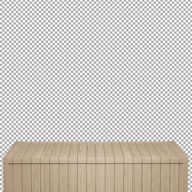 Realistic Wood table Wood Board top front view 3d render isolated