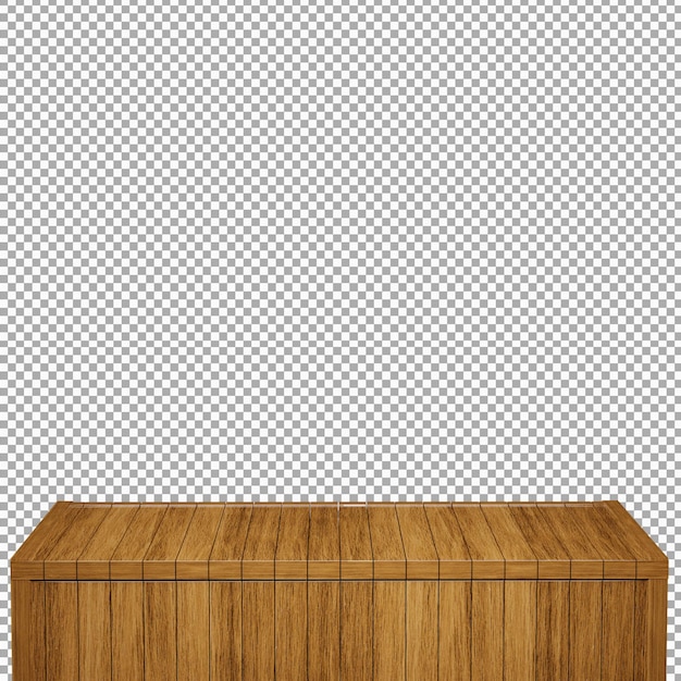 Realistic Wood table Wood Board top front view 3d render isolated