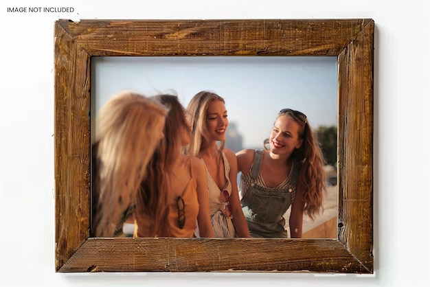 Realistic wooden frame photo mockup edit easily and replace your photo Gallery