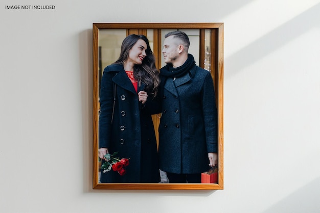 Realistic wooden frame photo mockup edit easily and replace your photo Gallery