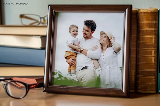 Realistic wooden frame photo mockup edit easily and replace your photo Gallery