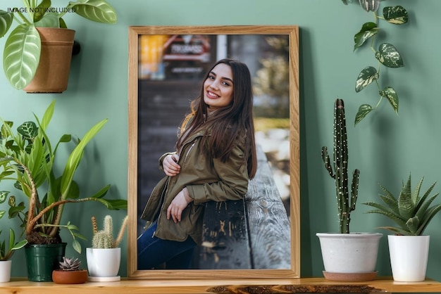 Realistic wooden frame photo mockup edit easily and replace your photo Gallery