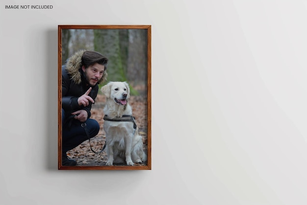 Realistic wooden frame photo mockup edit easily and replace your photo Gallery