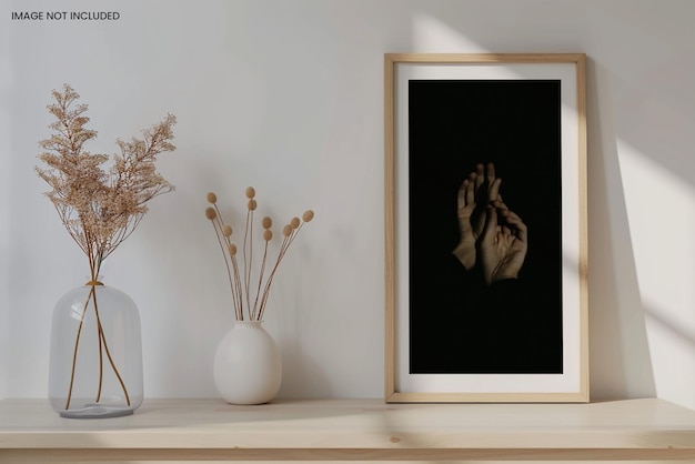 Realistic wooden frame photo mockup edit easily and replace your photo Gallery