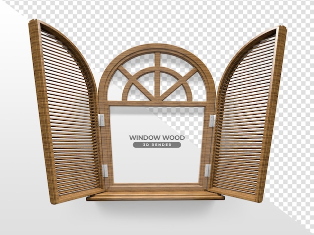 Realistic wooden window in 3d render