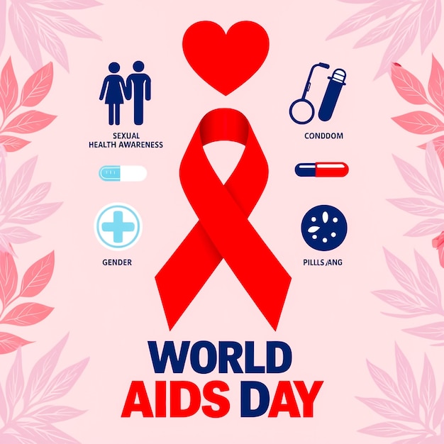 PSD realistic world aids day social media post