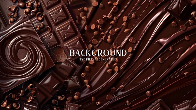 PSD realistic world chocolate day background with effect and nut