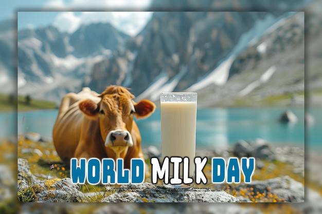 Realistic world milk day template background