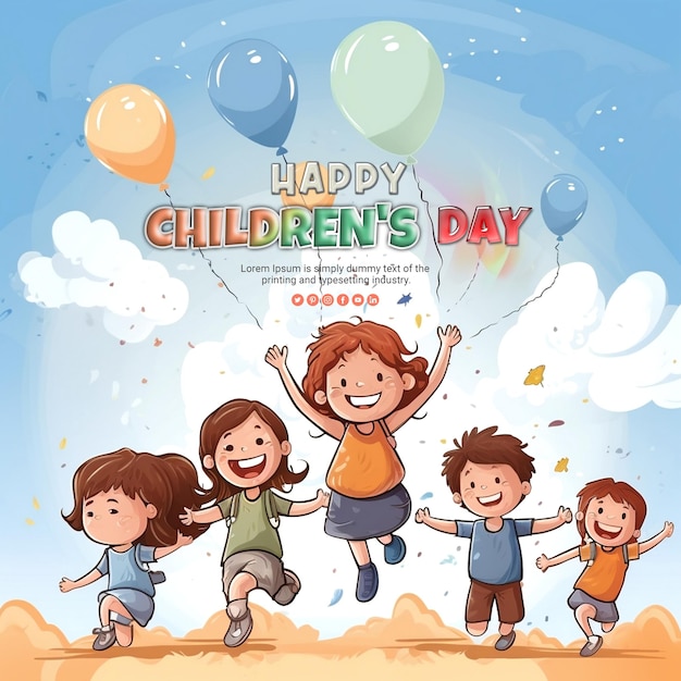 realsitic Happy Childrens Day banner and background