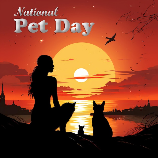 Realsitic National Pet Day banner and background