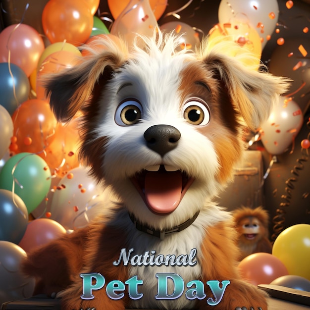 Realsitic National Pet Day banner and background