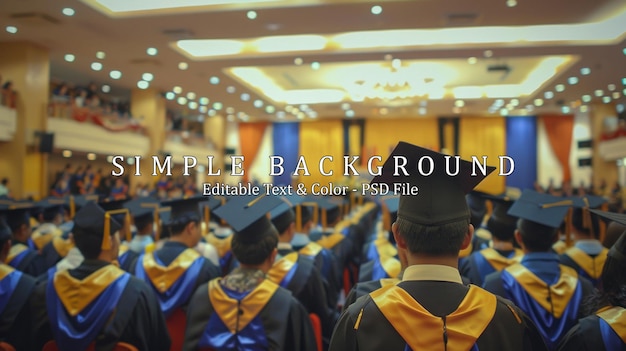 Rear view of the university graduates line up for degree award in university graduation ceremony