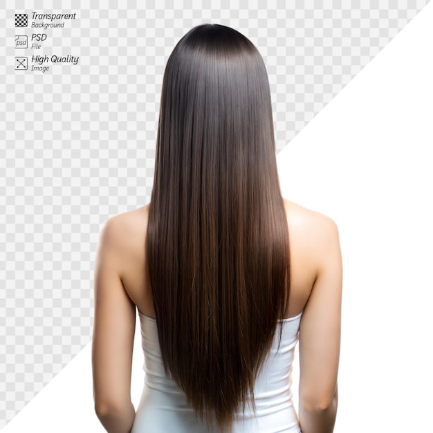 Rear view of a woman showcasing her straight long hair