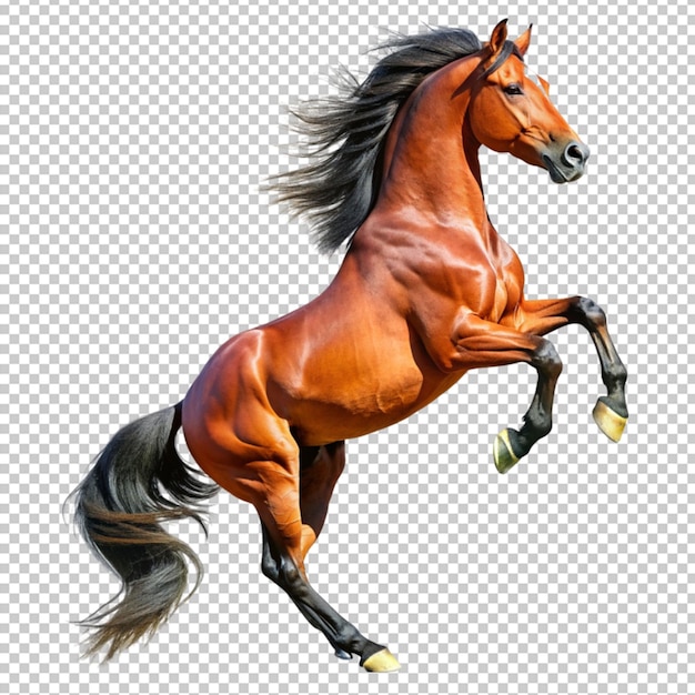 PSD rearing horse isolated on transparent background