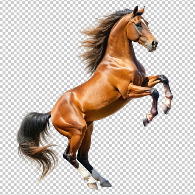 PSD rearing horse isolated on transparent background