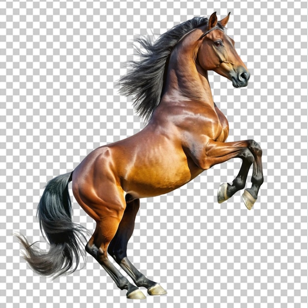 PSD rearing horse isolated on transparent background