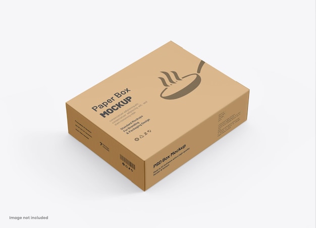 Rectangle corrugated cardboard box mockup for kitchenware product packaging