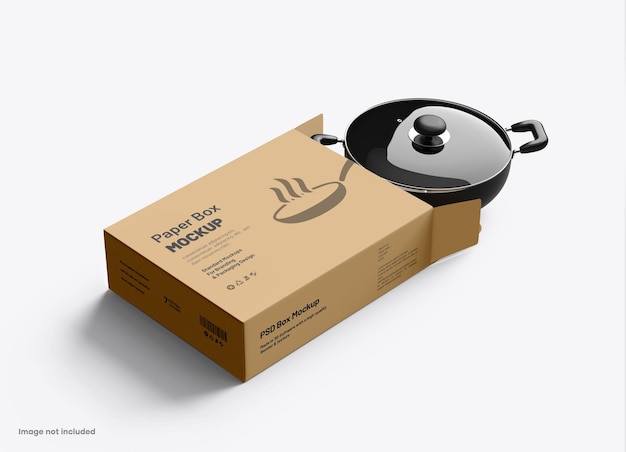 Rectangle corrugated cardboard box mockup for kitchenware product packaging