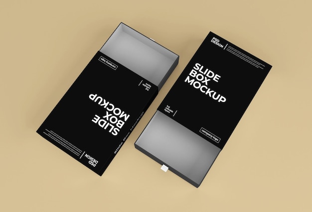 Rectangle paper slide box packaging mockup