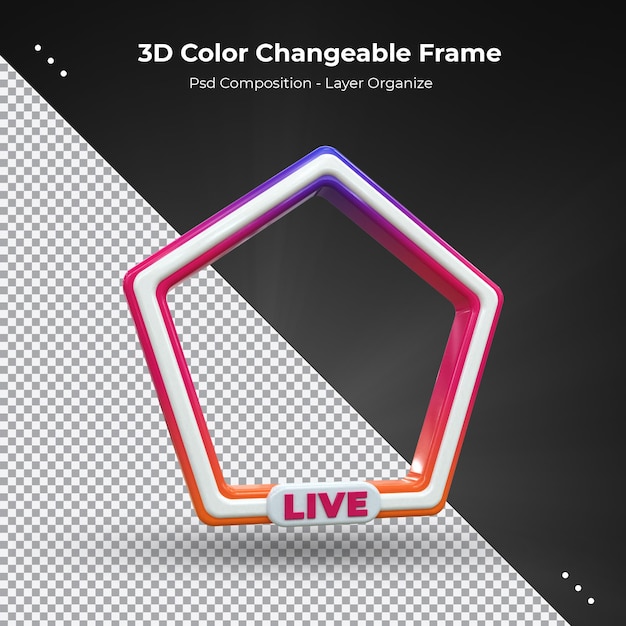 Rectangle profile 3d frame Colorful glossy for live streaming on social media