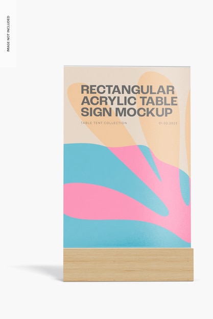 Rectangular Acrylic Table Sign Mockup, Front View