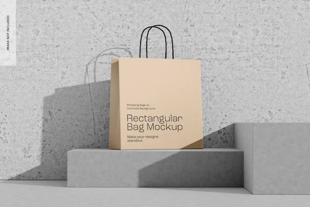 Rectangular Bag on Concrete Background Mockup Front View