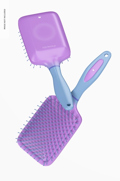 Rectangular Brush for Hair Mockup, Falling