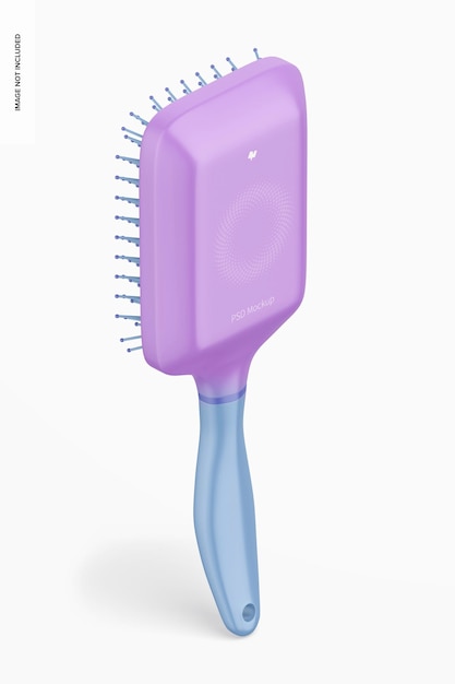 Rectangular Brush for Hair Mockup, Isometric View