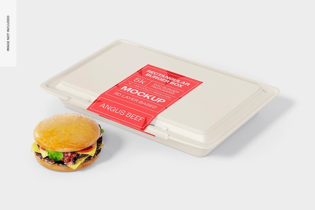 Rectangular Burger Box Mockup, Right View