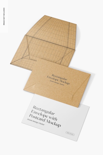 Rectangular Envelopes with Postcard Mockup Perspective