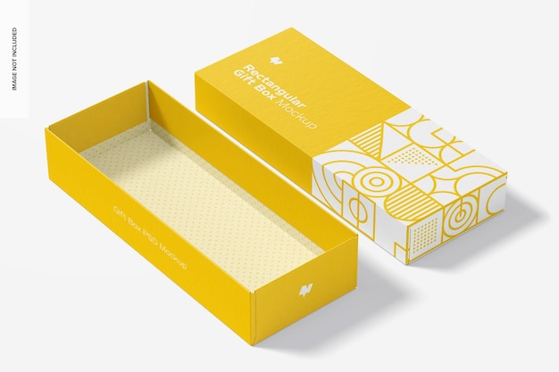 Rectangular Gift Box Mockup, Open