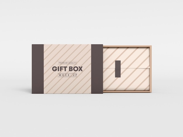 Rectangular Gift Box With Cover Mockup