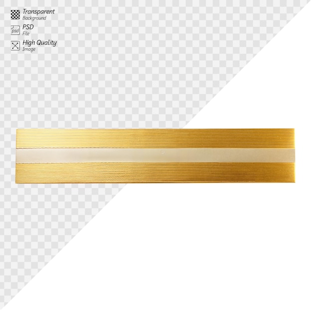 PSD a rectangular golden gift box with a white ribbon is displayed on a plain white surface