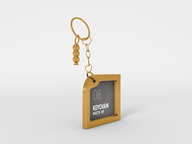 Rectangular Metal Keychain Mockup