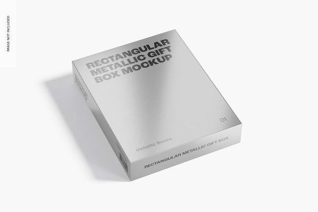 Rectangular Metallic Gift Box Mockup, Left View