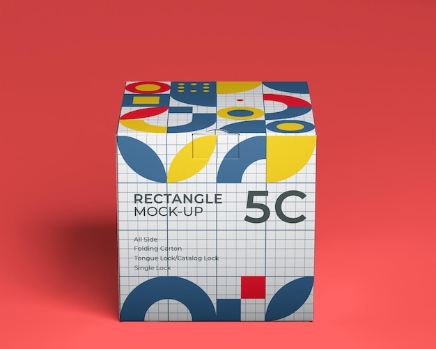 rectangular Package Box foldable carton catalog lock tongue lock thumb notch Mockups closed