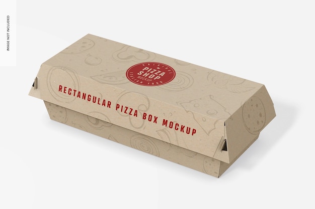 Rectangular Pizza Box Mockup Perspective