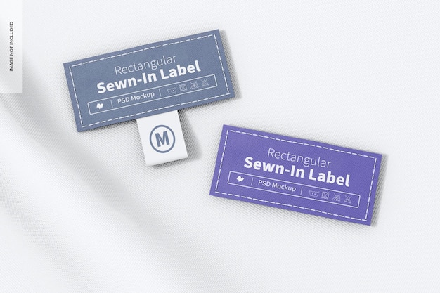 PSD rectangular sewn-in labels mockup, top view