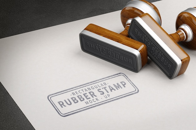 Rectangular Shape Rubber Stamp Mockup