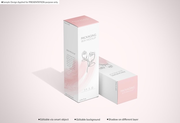 Rectangular tall cosmetic box mockup